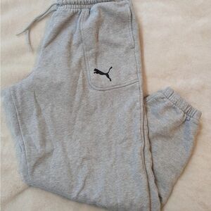 PUMA Grey Sweatpants Joggers with Drawstring Logo Medium
